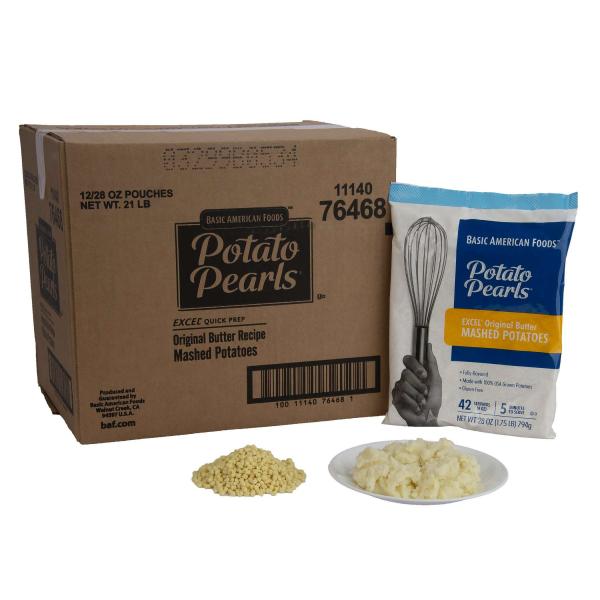 Potato Pearls® Excel® Original Butter Mashed Potatoes 28 Ounce Size - 12 Per Case.