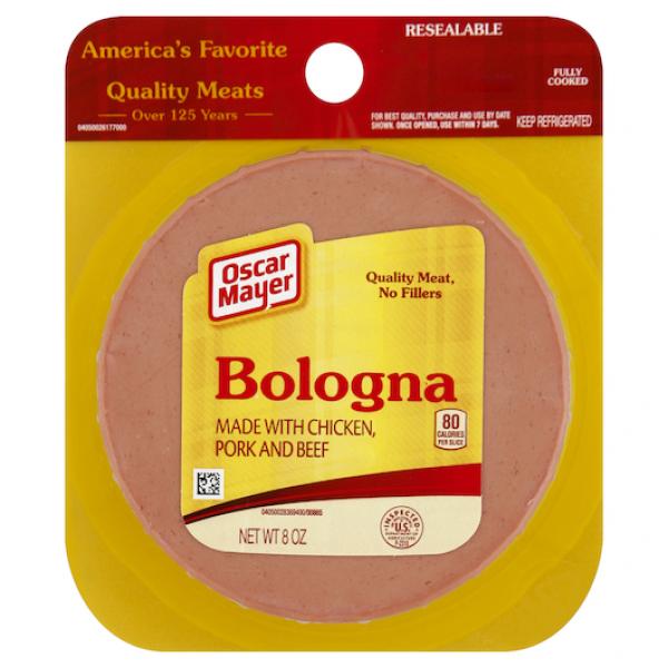 Oscar Mayer Sliced Bologna, 8 Ounce Size - 12 Per Case.