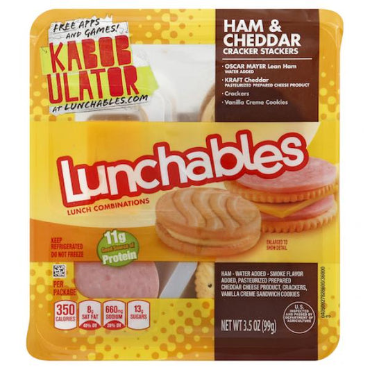 Oscar Mayer Lunchables Ham & Cheddar Cheese With Vanilla Creme Cookies, 3.5 Ounce Size - 16