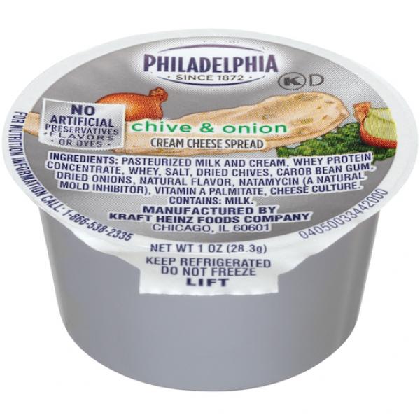 PHILADELPHIA Chive & Onion Cream Cheese Spread 1 Ounce Cup 100 Per Case