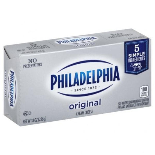 Philadelphia Original Cream Cheese, 8 Ounce Size - 36 Per Case.