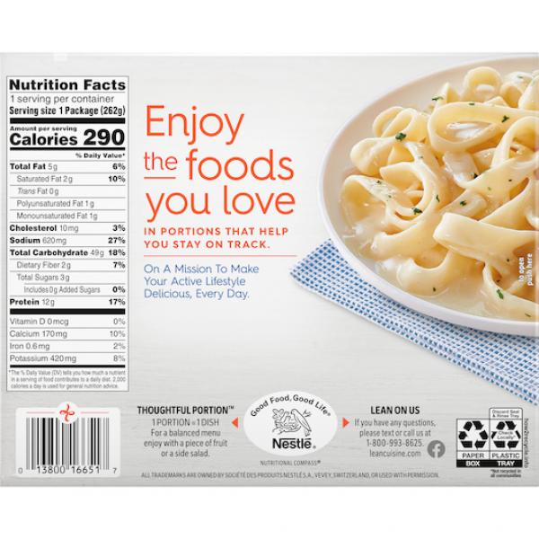 Lean Cuisine Meal Fettuccini Alfredo 9.25 Ounce Size - 12 Per Case.