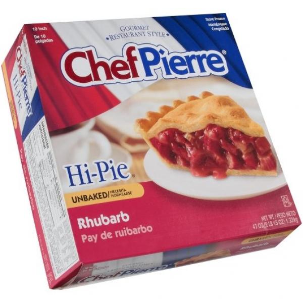 Chef Pierre Unbaked Rhubarb Hi Pi 10" Pie 2.937 Pound Each - 6 Per Case.