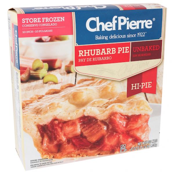 Chef Pierre Unbaked Rhubarb Hi Pi 10" Pie 2.937 Pound Each - 6 Per Case.