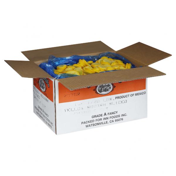 Yellow Squash Sliced Crinkle Cut 20 Pound Each - 1 Per Case.