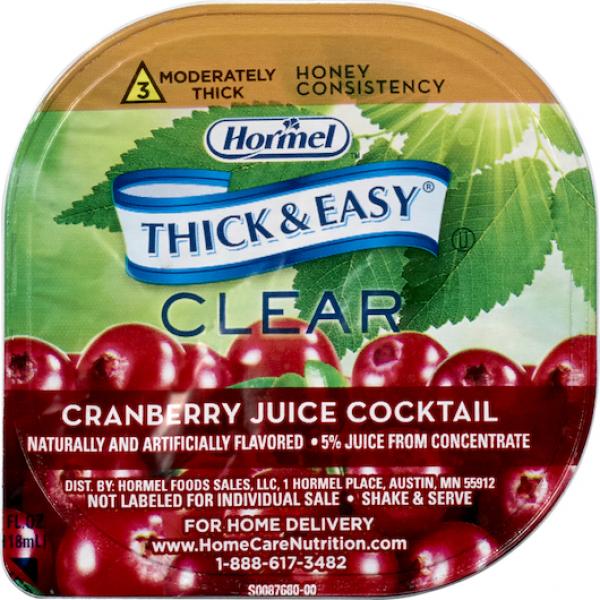 Thick & Easy Clear Thickened Cranberry Juicecocktail Honey 24 Count Packs - 1 Per Case.