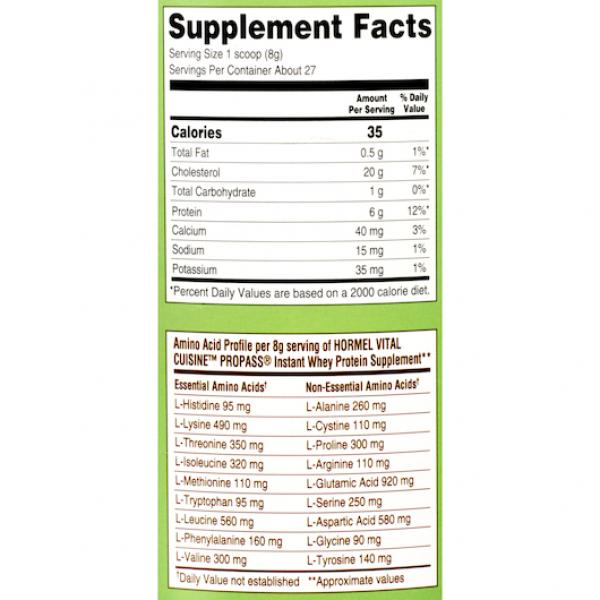 Hormel Vital Cuisine Propass Protein Supplement Canister 7.5 Ounce Size - 4 Per Case.