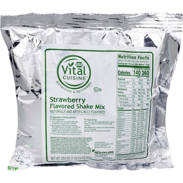 Hormel Vital Cuisine Shake Mix Strawberry 6 Count Packs - 1 Per Case.