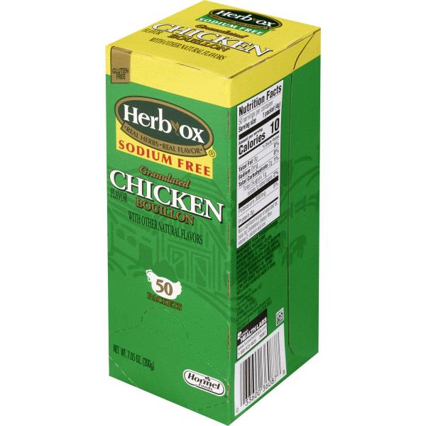 Herb Ox Sodium Free Chicken Bouillon Packets 300 Count Packs - 1 Per Case.