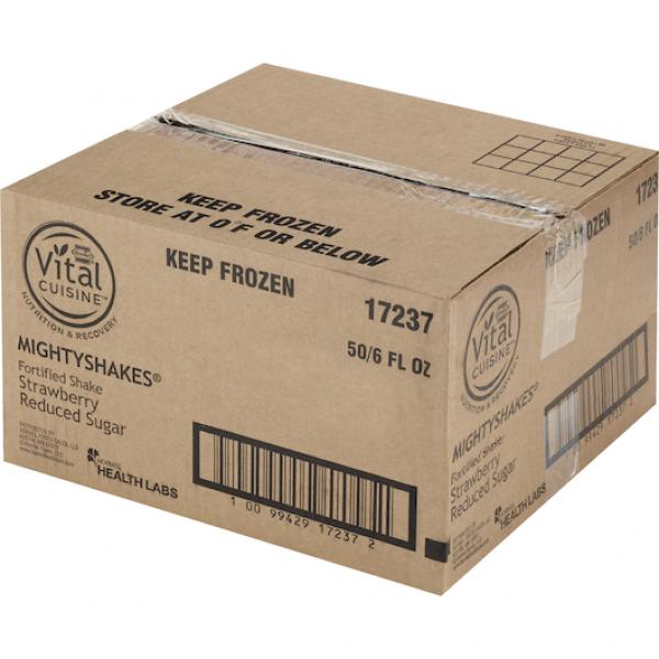 Hormel Vital Cuisine Mightyshakes Reduced Sugar Nutritional Shake Strawberry 50 Count Packs - 1 Per Case.