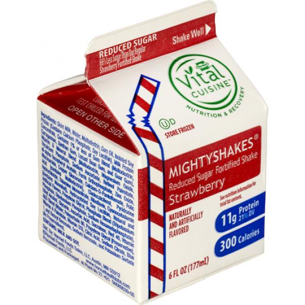 Hormel Vital Cuisine Mightyshakes Reduced Sugar Nutritional Shake Strawberry 50 Count Packs - 1 Per Case.