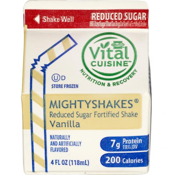 Hormel Vital Cuisine Mightyshakes Reduced Sugar Nutritional Shake Vanilla 50 Count Packs - 1 Per Case.