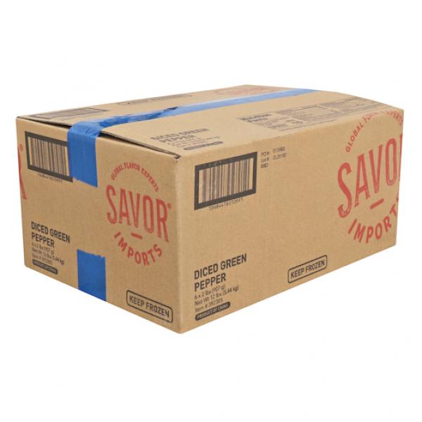 Savor Imports Pepper Green 8" Diced IQF 2 Pound Each - 6 Per Case.