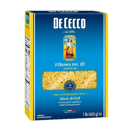 De Cecco Pasta Elbows 1 Pound Each - 20 Per Case.