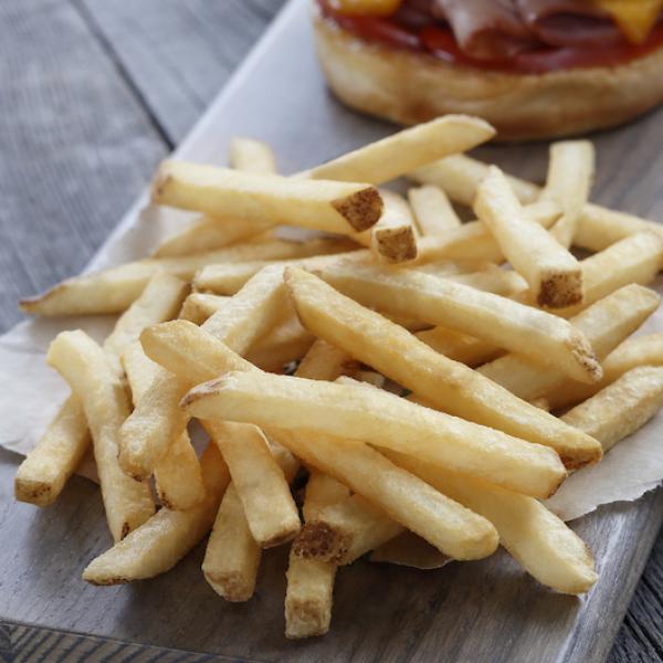 6" Thin Cut Skin On Frozen French Fried Potatoes 5 Pound Each - 6 Per Case.