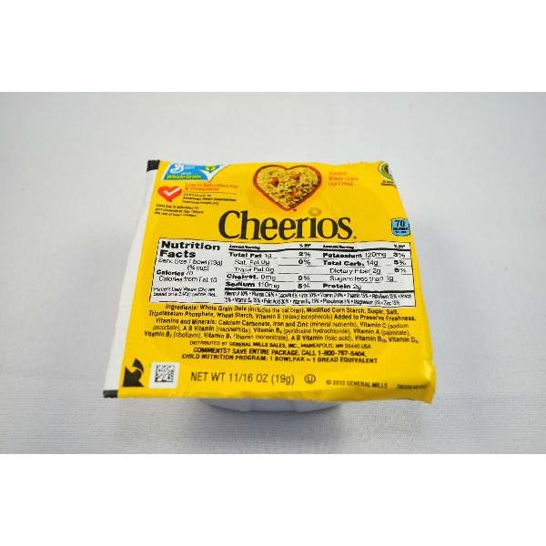 Cheerios™ Cereal Single Serve Bowlpak 0.69 Ounce Size - 96 Per Case.