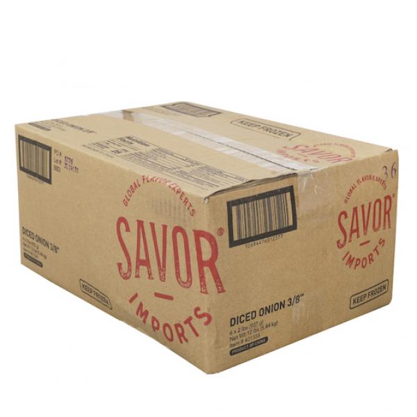 Savor Imports Onion Frozen Diced 8" 2 Pound Each - 6 Per Case.