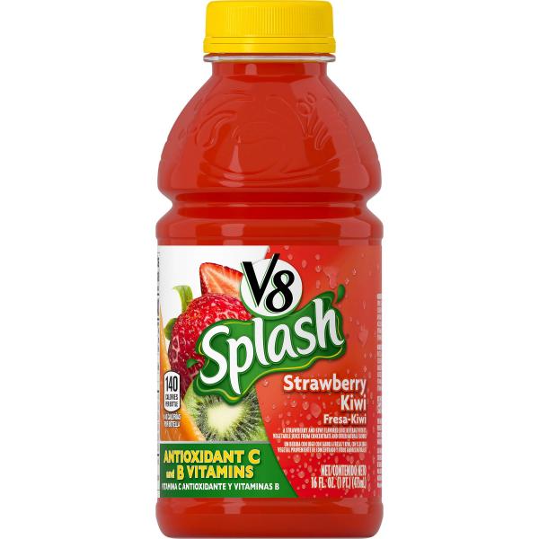 V8 V8 Splash Strawberry Kiwi 16 Fluid Ounce - 12 Per Case.