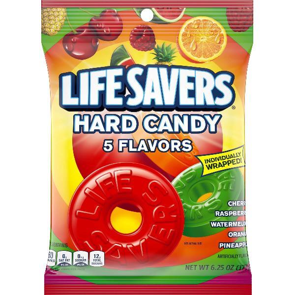 Life Savers Five Flavor Peg 6.25 Ounce Size - 12 Per Case.