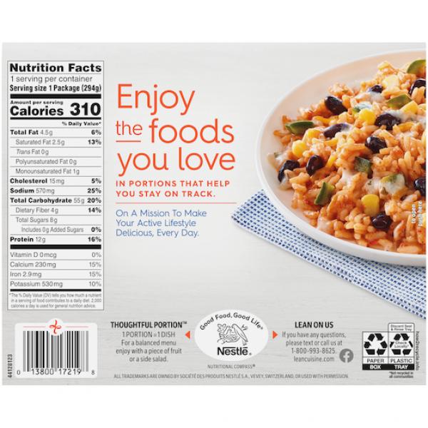 Lean Cuisine One Dish Favorites Meal Santa Festyle Rice & Beans 10.375 Ounce Size - 12 Per Case.