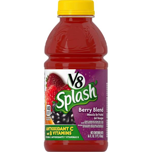 V8 Beverage V8 Splash Berry 16 Fluid Ounce - 12 Per Case.