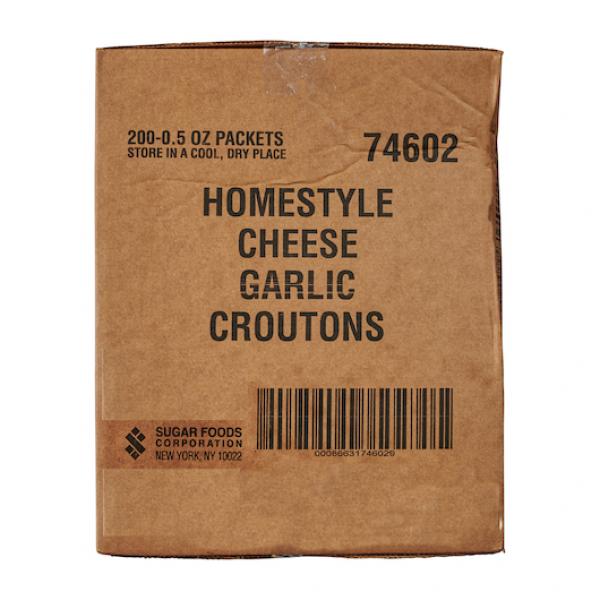 Sugar Foods Crouton Homestyle Cheese Garlic 0.5 Ounce Size - 200 Per Case.