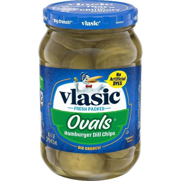 Vlasic Ovals Hamburger Dill Chips, 16 Fluid Ounce - 12 Per Case.