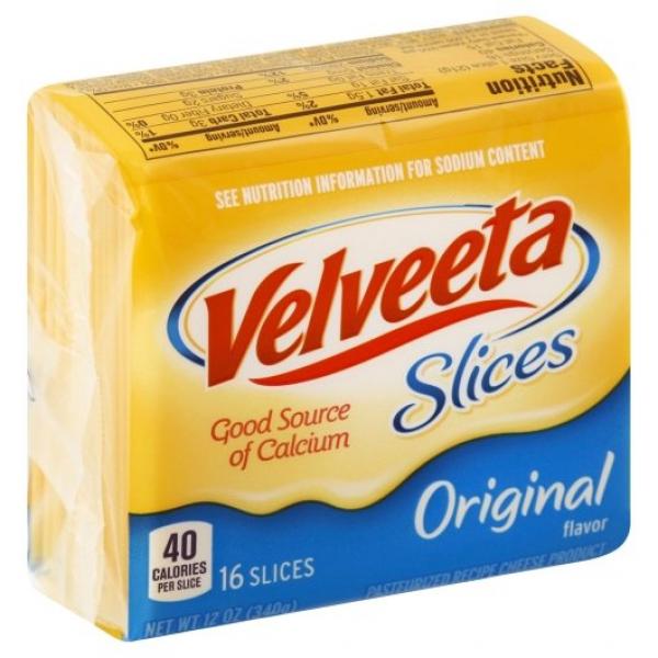 Velveeta Individually Wrapped Sliced Cheese, 12 Ounce Size - 12 Per Case.