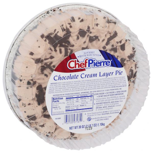 Chef Pierre Chocolate Cream Layer 10" Pie 39 Ounce Size - 4 Per Case.