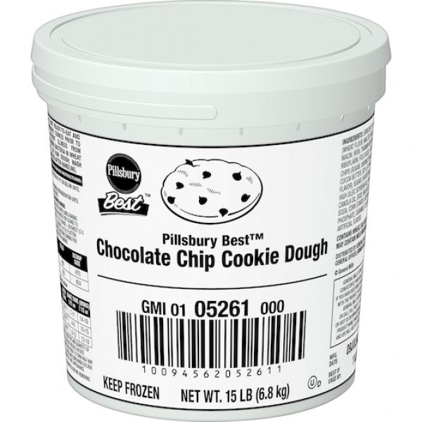 Pillsbury Best™ Frozen Cookie Dough Pail Chocolate Chip 15 Pound Each - 1 Per Case.