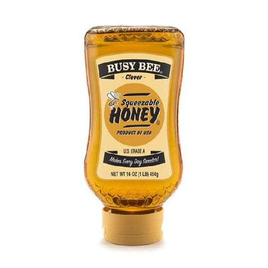 Busy Bee Honey Clover Squeeze Bottle 16 Ounce Size - 12 Per Case.