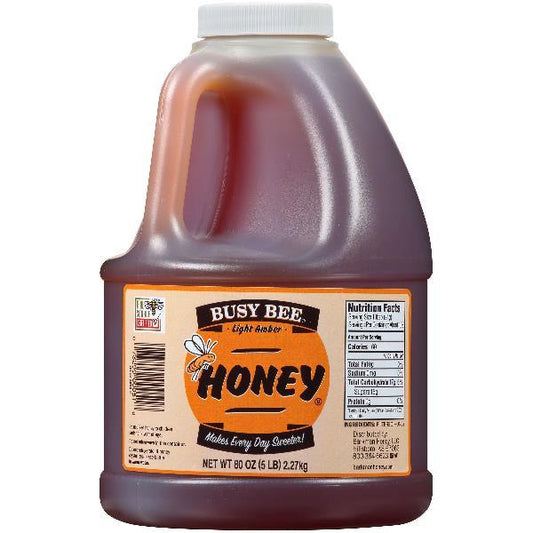 Busy Bee Honey Light Amber Jug 80 Ounce Size - 6 Per Case.