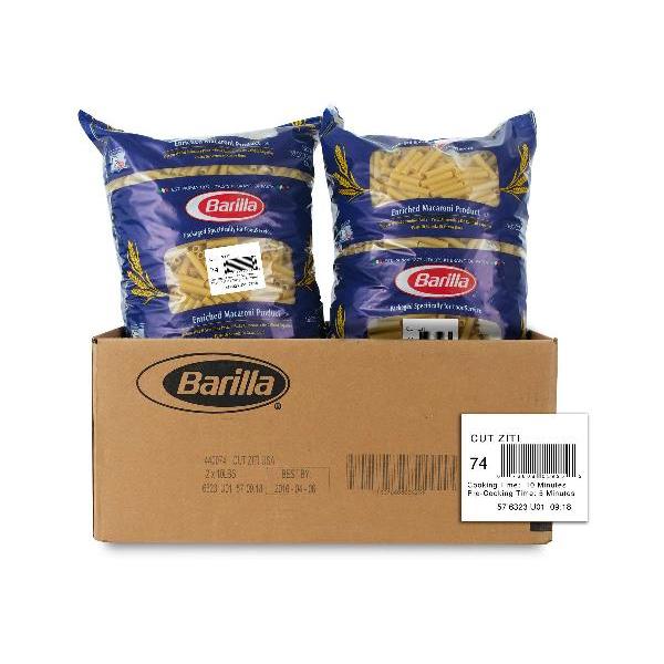 Barilla USA Non-Gmo Cut Ziti Pasta 160 Ounce Size - 2 Per Case.