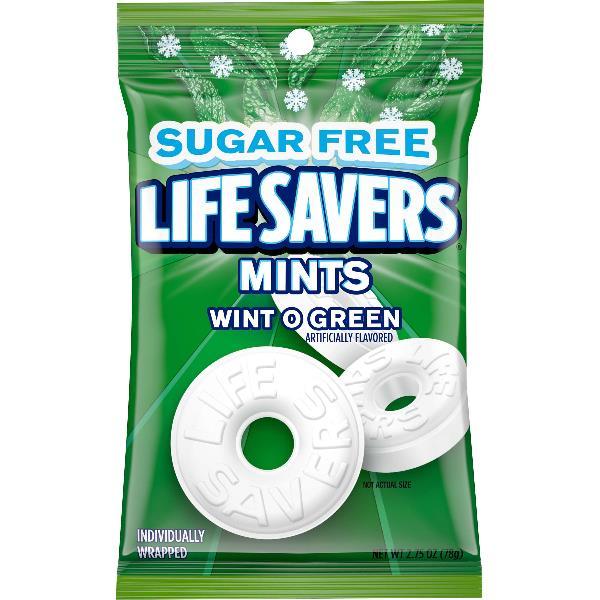 Life Savers Sugarfree Wintogreen 2.75 Ounce Size - 12 Per Case.