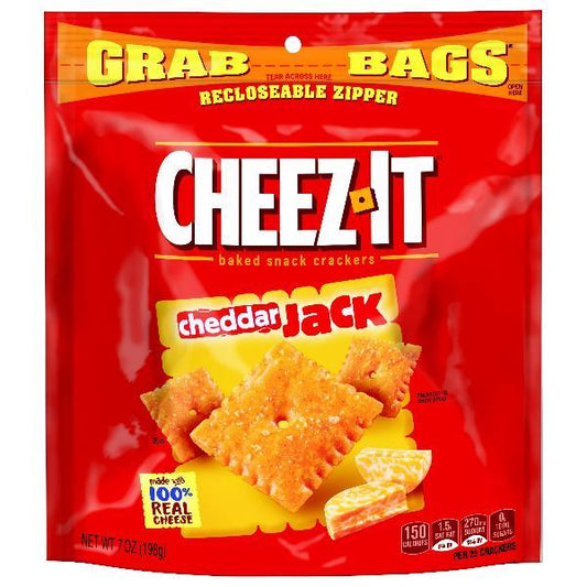 Kellogg's Cheez It Grab Bag Reclosable Cheddar Jack Crackers 7 Ounce Size - 6 Per Case.