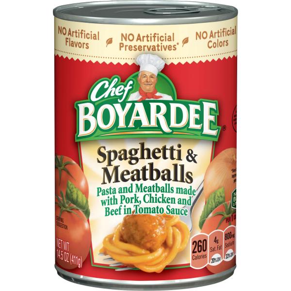 Chef Boyardee Spaghetti And Meatballs Pack 14.5 Ounce Size - 24 Per Case.