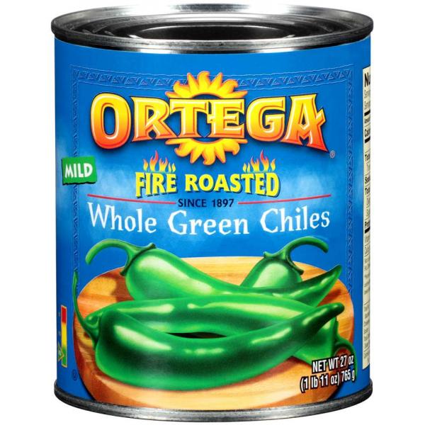 Fire Roasted Whole Green Chiles 27 Ounce Size - 12 Per Case.