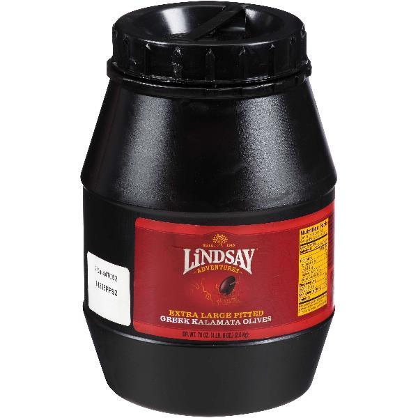 Lindsay Ex Large Pitted Kalamata Olives Keg 70 Ounce Size - 6 Per Case.