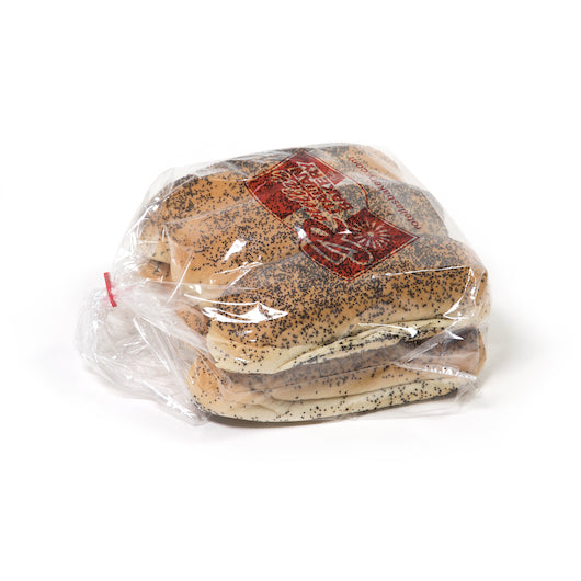 Bread Hot Dog Bun Poppy Hinged Sliced 6 Count Packs - 9 Per Case.