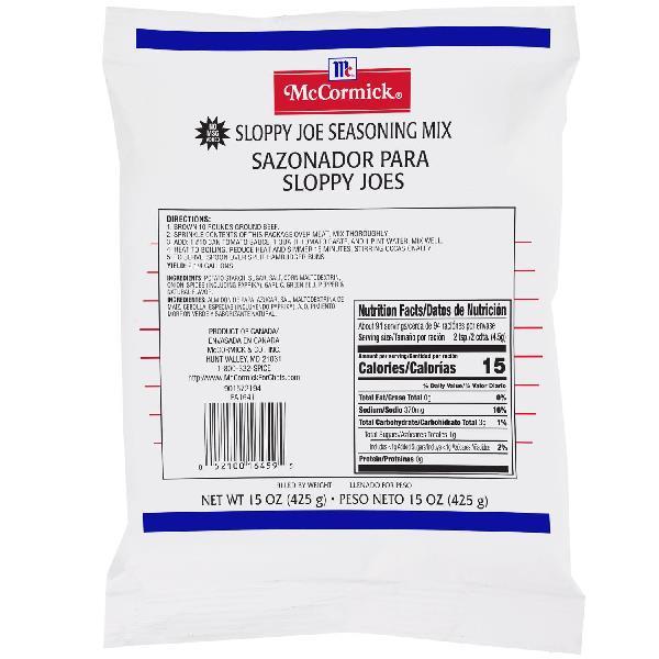 Mccormick Culinary Sloppy Joe Seasoning Mix 15 Ounce Size - 6 Per Case.