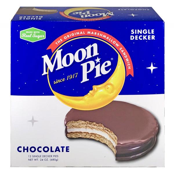 Moonpie® Marshmallow Sandwich Chocolate Single Decker 12 Count Packs - 8 Per Case.