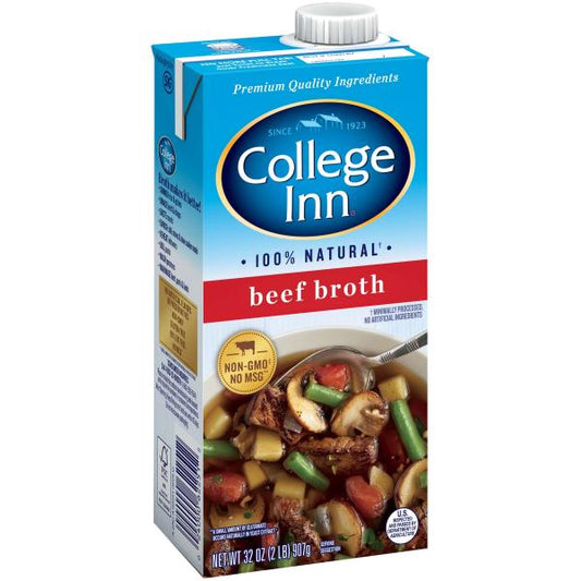 College Inn Beef Broth In Aseptic Carton 32 Ounce Size - 12 Per Case.