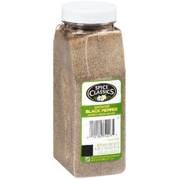 Spice Classics Ground Black Pepper 18 Ounce Size - 6 Per Case.