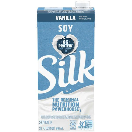 Silk Soymilk Vanilla Aseptic 32 Ounce Size - 12 Per Case.