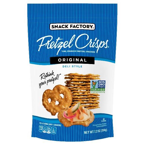 Pretzel Crisps Original 7.2 Ounce Size - 12 Per Case.