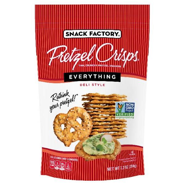 Pretzel Crisps Everything 7.2 Ounce Size - 12 Per Case.