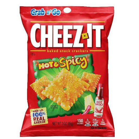 Kellogg's Cheez-It Hot & Spicy Snack Crackers, 3 Ounces - 36 Per Case.