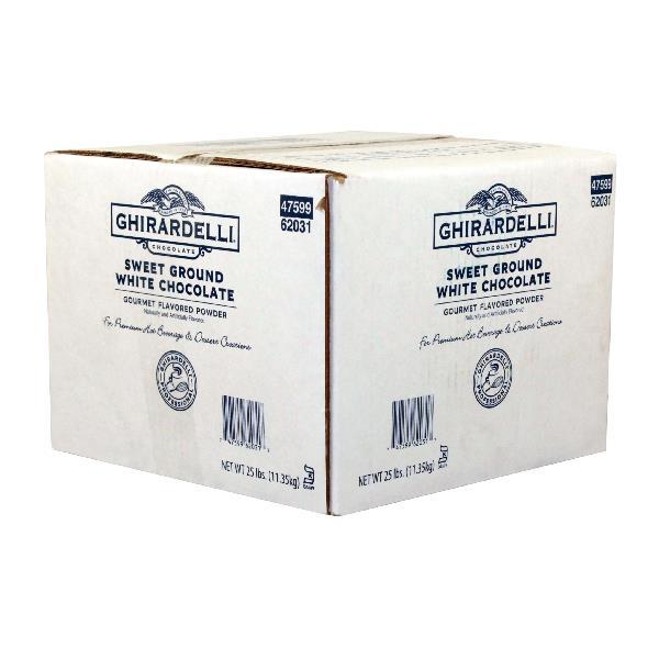 Ghirardelli Sweet Ground White Chocolate Flavor 25 Pound Each - 1 Per Case.