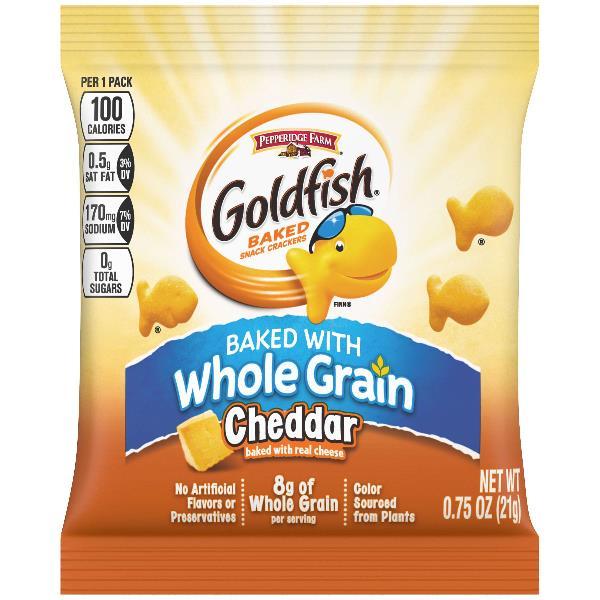 Pepperidge Farms Snack Goldfish Cheddar Whole Grain 0.75 Ounce Size - 300 Per Case.