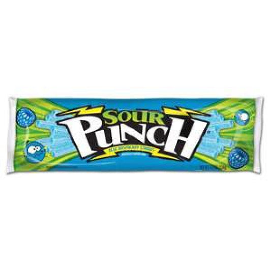 Sour Punch Straws Blue Raspberry Casetray 4.5 Ounce Size - 24 Per Case.